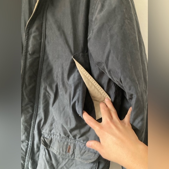 Vintage LL Bean Parka Chore Coat Wool Lined Navy Plaid Full Zip Hunting Barn - Picture 7 of 16